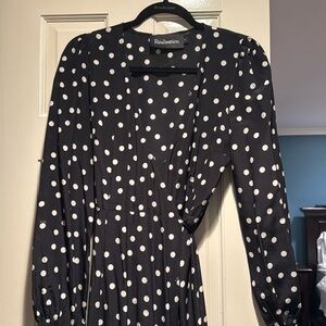Realisation Black and white polka dot, long sleeve, mid length- great condition